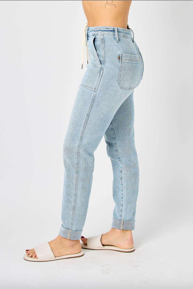 Judy Blue Vintage Wash Double Cuffed Denim Joggers