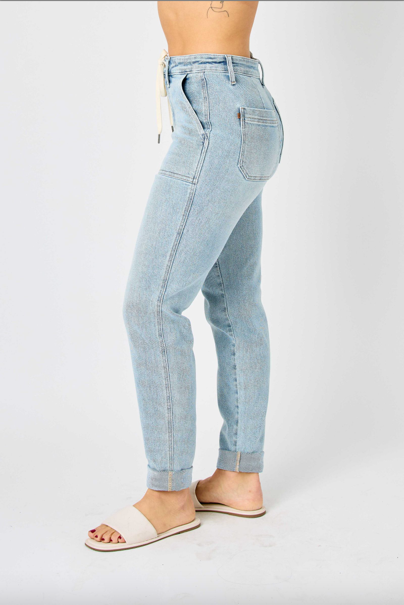 Judy Blue Vintage Wash Double Cuffed Denim Joggers