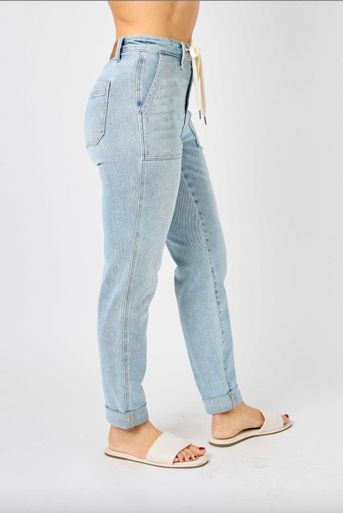 Judy Blue Velvet Corduroy Joggers - Dark Green main image 1