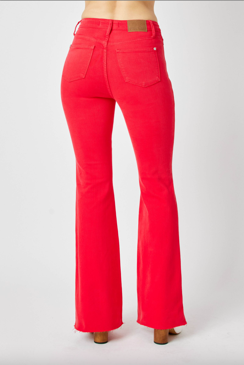 Judy Blue Tummy Control Flare Jeans - Red
