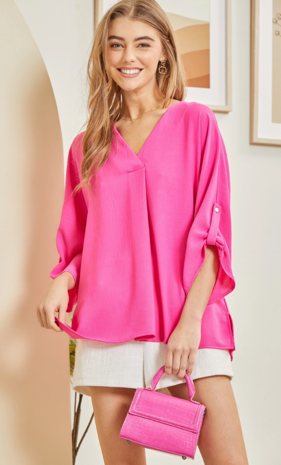 Let Me Work It Blouse - Barbie Pink