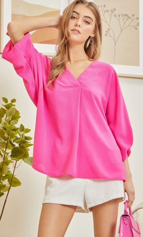 Let Me Work It Blouse - Barbie Pink