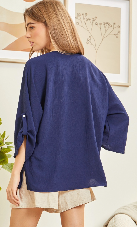 Let Me Work It Blouse - Navy