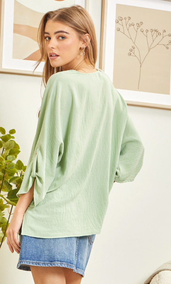 Let Me Work It Blouse - Sage