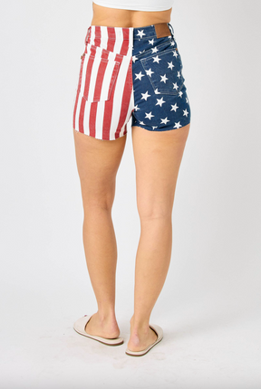 Judy Blue Americana Flag Fray Hem Shorts