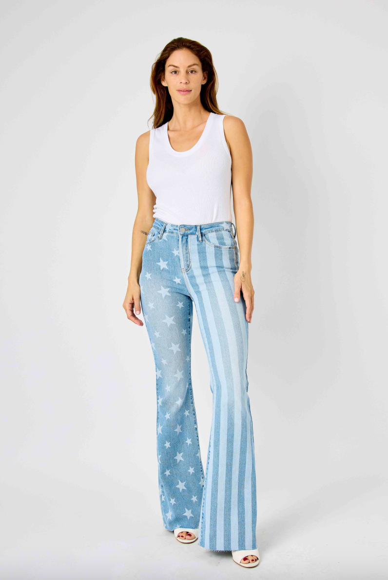 Judy Blue Stars & Stripes Bleach Flare