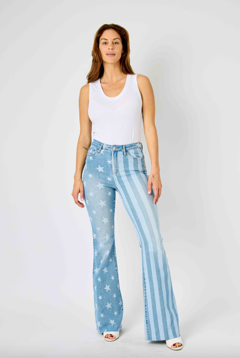 Judy Blue Stars & Stripes Bleach Flare