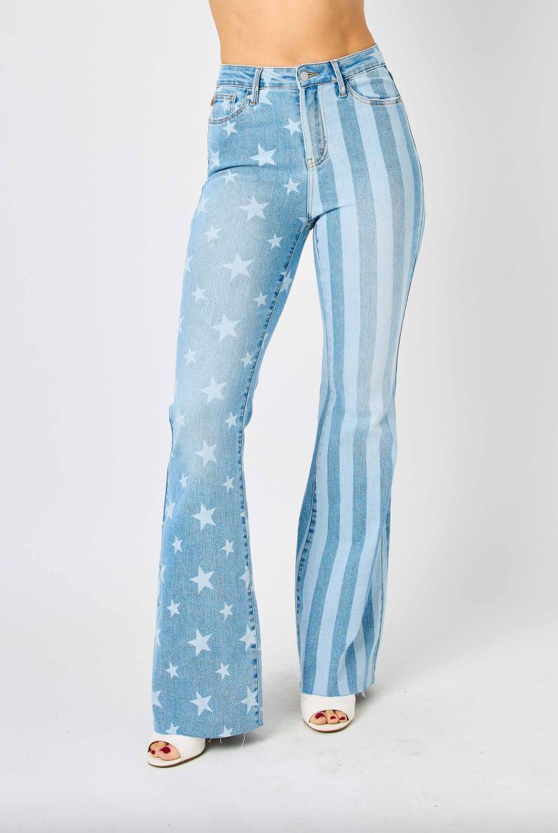 Judy Blue Stars & Stripes Bleach Flare