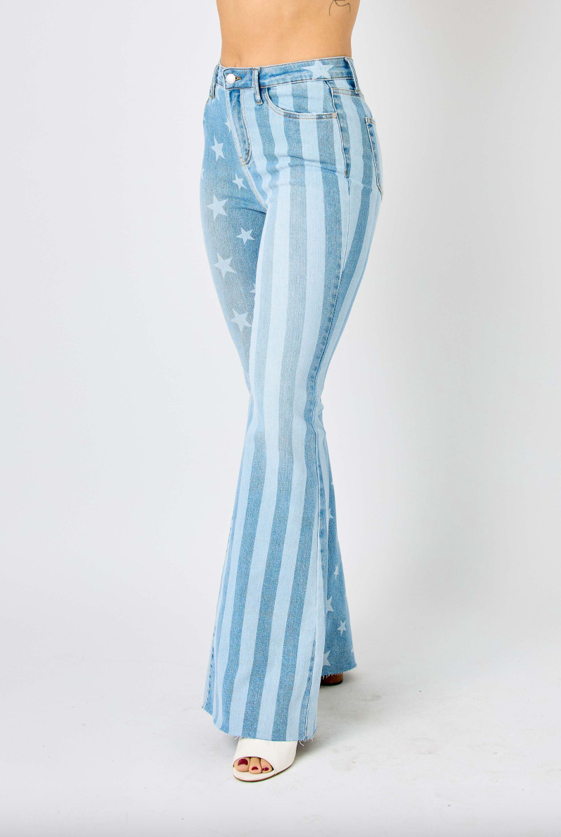 Judy Blue Stars & Stripes Bleach Flare