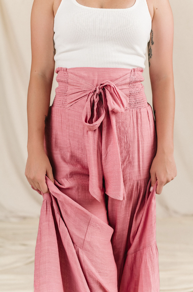Ampersand Avenue Tiered Boho Pants - Pink