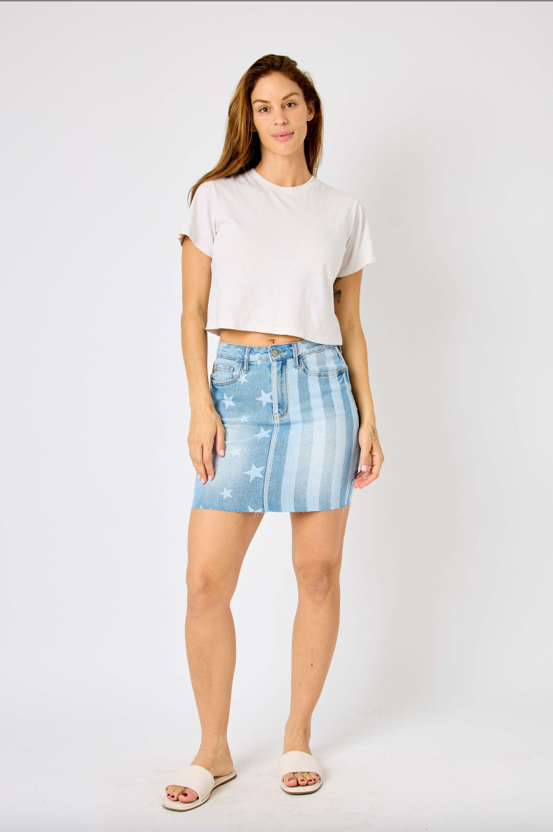 Judy Blue Star & Stripe Bleached Skirt