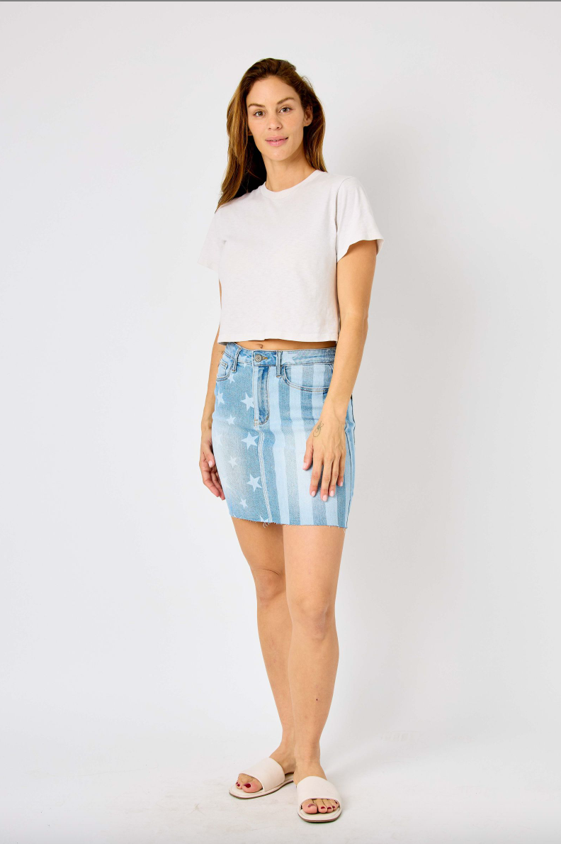 Judy Blue Star & Stripe Bleached Skirt
