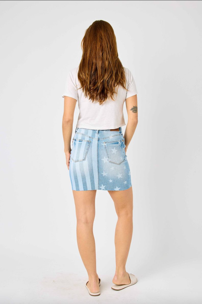 Judy Blue Star & Stripe Bleached Skirt