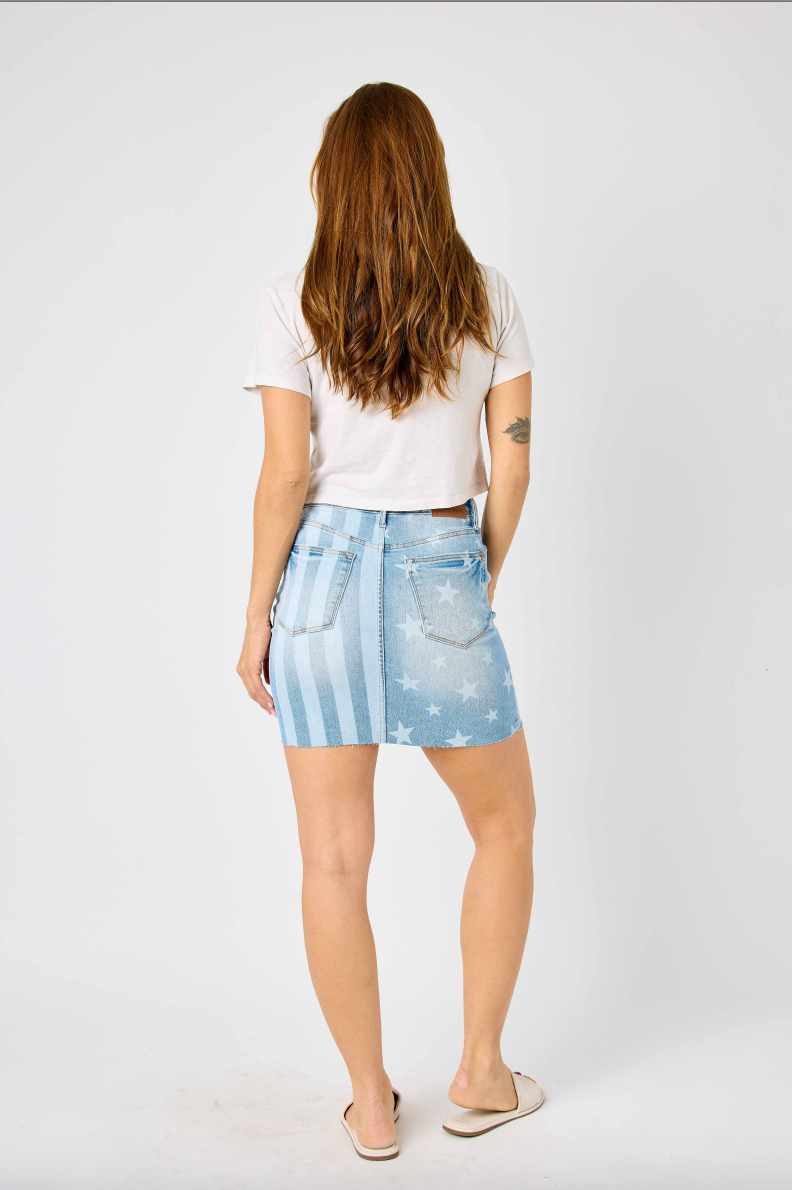 Judy Blue Star & Stripe Bleached Skirt