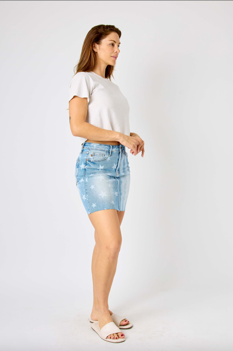 Judy Blue Star & Stripe Bleached Skirt