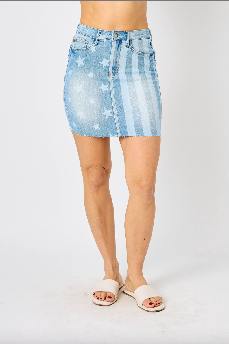 Judy Blue Star & Stripe Bleached Skirt