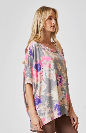 Feeling Free Tunic Top - Grey Pink