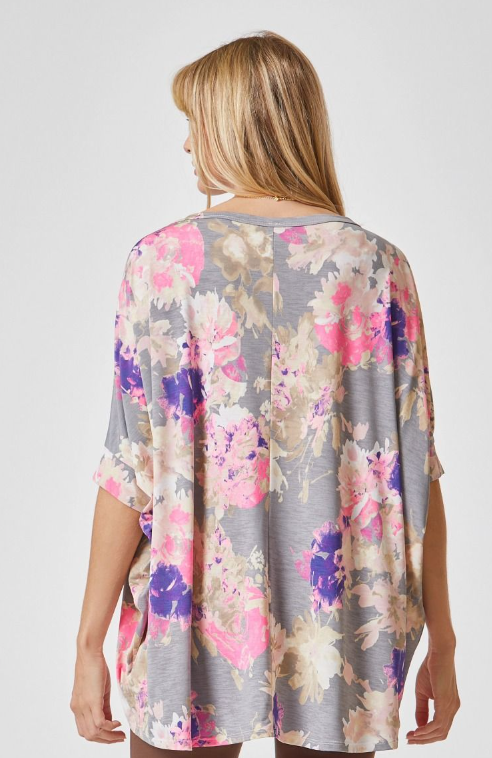 Feeling Free Tunic Top - Grey Pink