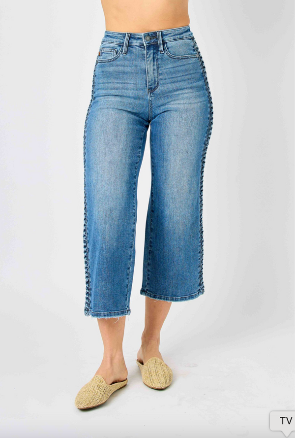 Jennie Blue Cropped Wide Leg Denim