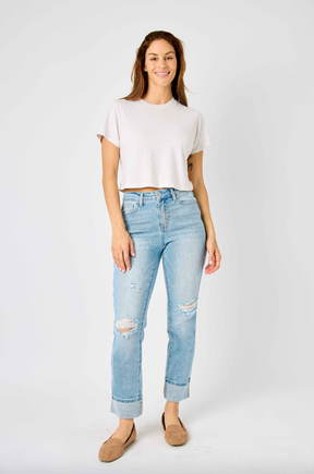 Judy Blue Star Pocket Girlfriend Jeans