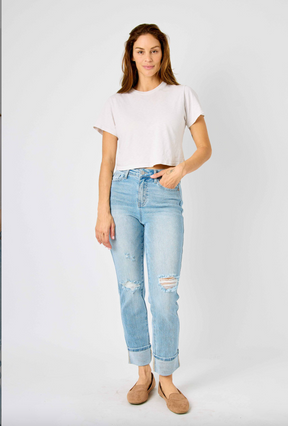 Judy Blue Star Pocket Girlfriend Jeans