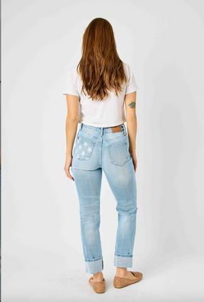 Judy Blue Star Pocket Girlfriend Jeans