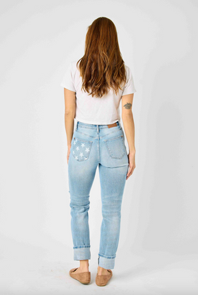 Judy Blue Star Pocket Girlfriend Jeans