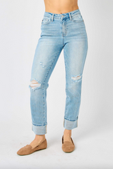 Judy Blue Star Pocket Girlfriend Jeans