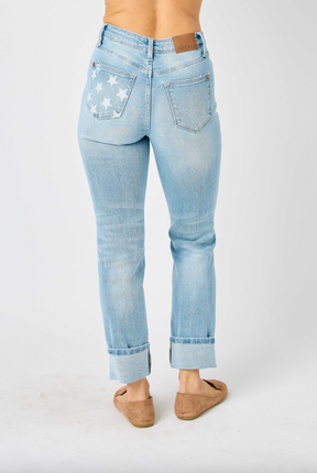 Judy Blue Star Pocket Girlfriend Jeans