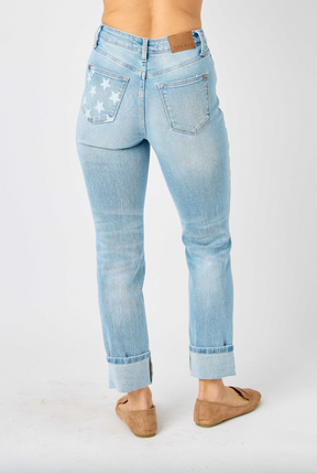 Judy Blue Star Pocket Girlfriend Jeans