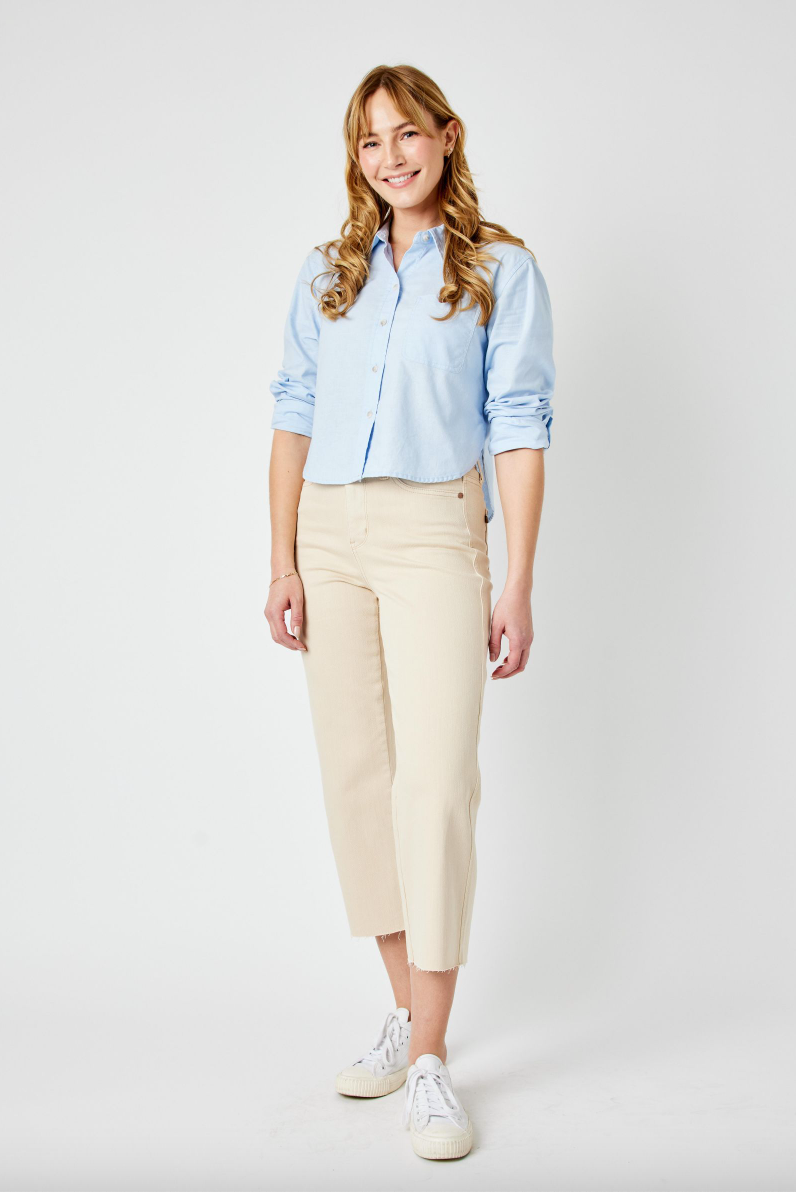 Judy Blue Wide Leg Crop - Bone