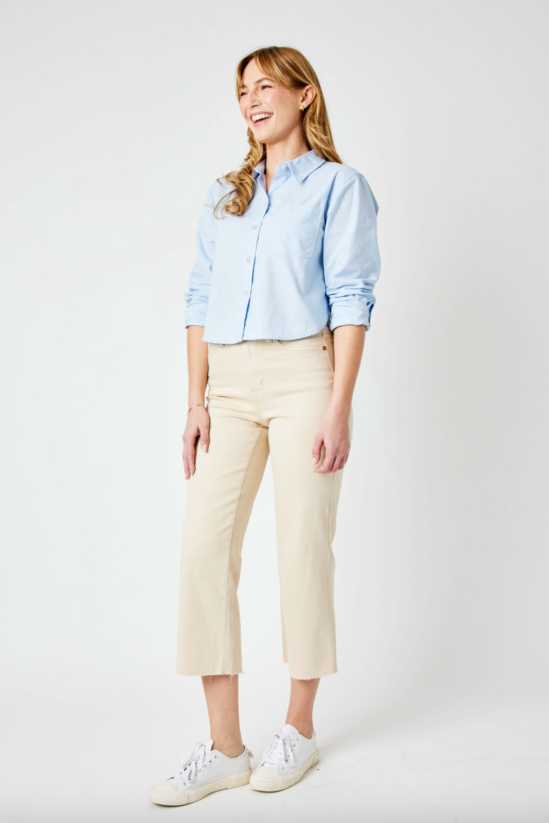 Judy Blue Wide Leg Crop - Bone