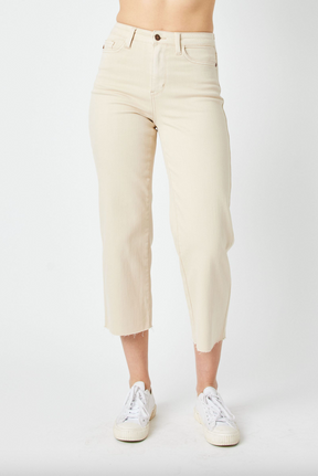 Judy Blue Wide Leg Crop - Bone