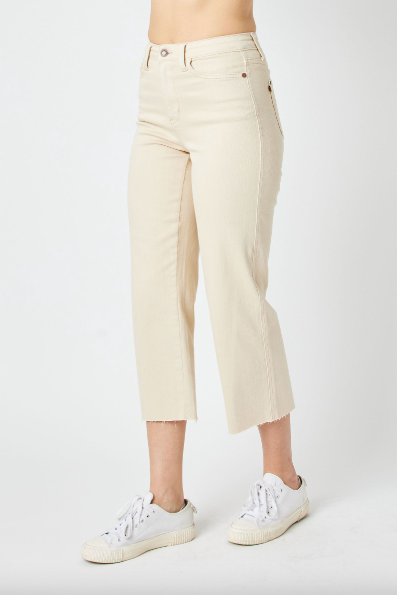 Judy Blue Wide Leg Crop - Bone