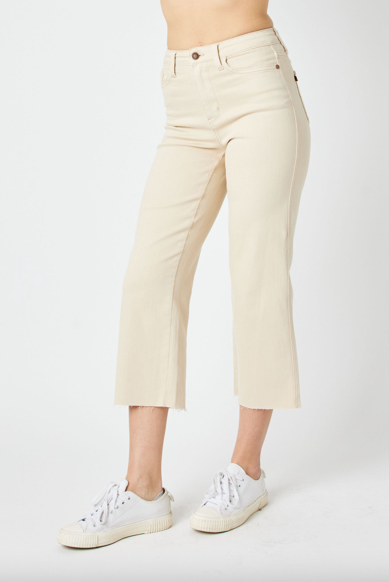 Judy Blue Wide Leg Crop - Bone