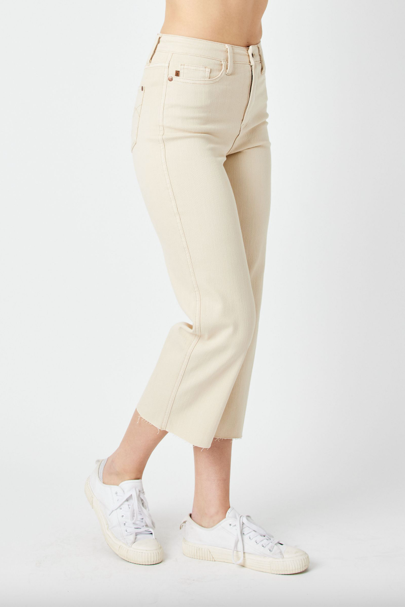 Judy Blue Wide Leg Crop - Bone