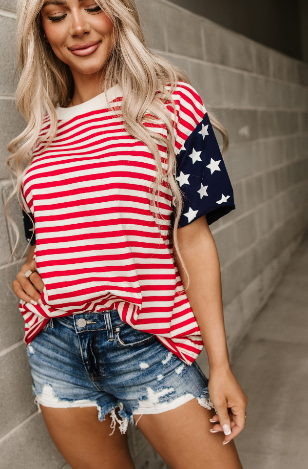 Ampersand Avenue Boyfriend Tee - Little Miss USA