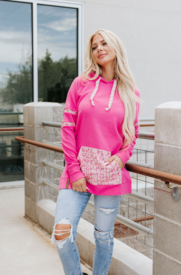 Ampersand Avenue SideSlit Hoodie - Made For You - Pink