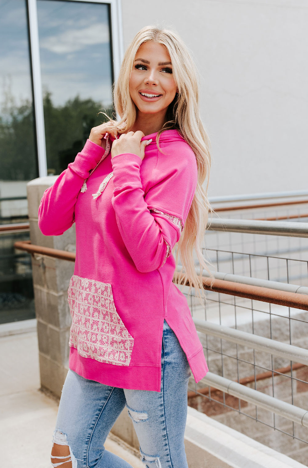 Ampersand Avenue SideSlit Hoodie - Made For You - Pink