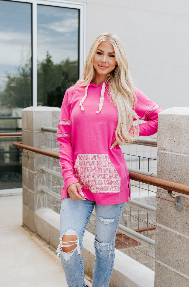 Ampersand Avenue SideSlit Hoodie - Made For You - Pink