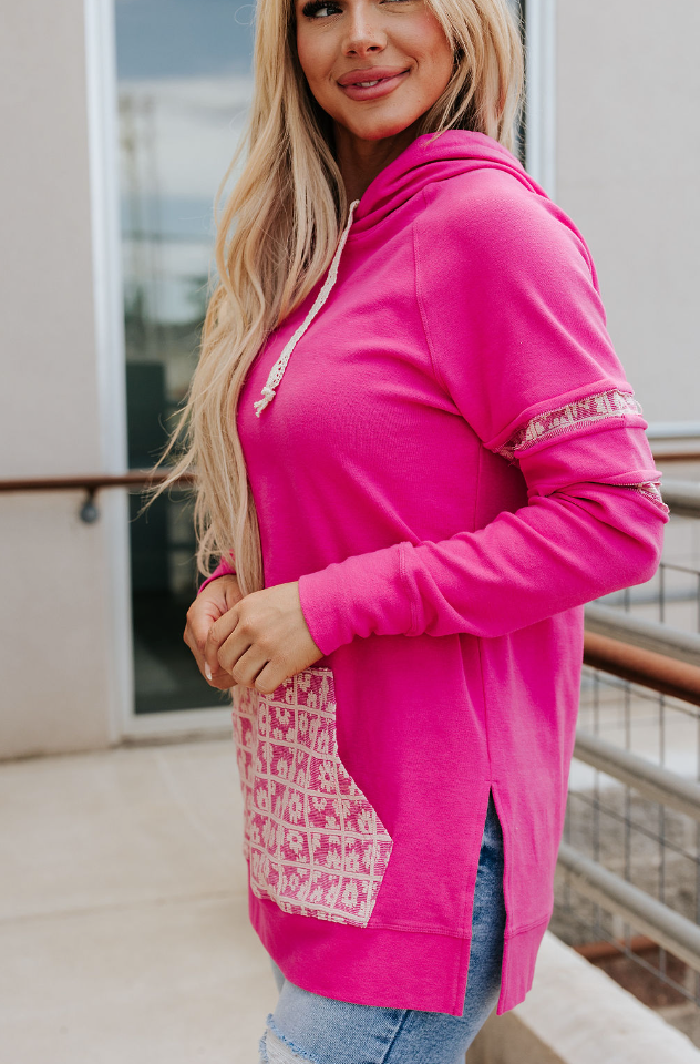 Ampersand Avenue SideSlit Hoodie - Made For You - Pink