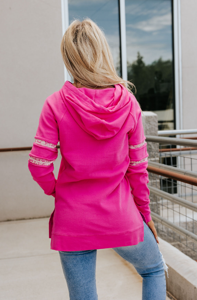 Ampersand Avenue SideSlit Hoodie - Made For You - Pink
