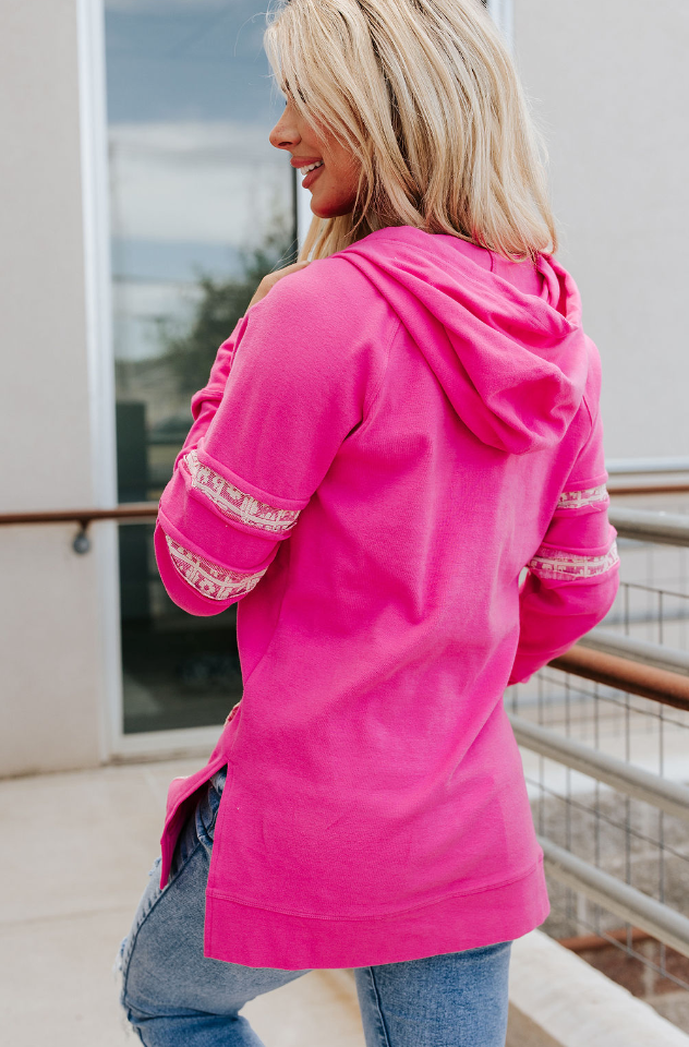 Ampersand Avenue SideSlit Hoodie - Made For You - Pink