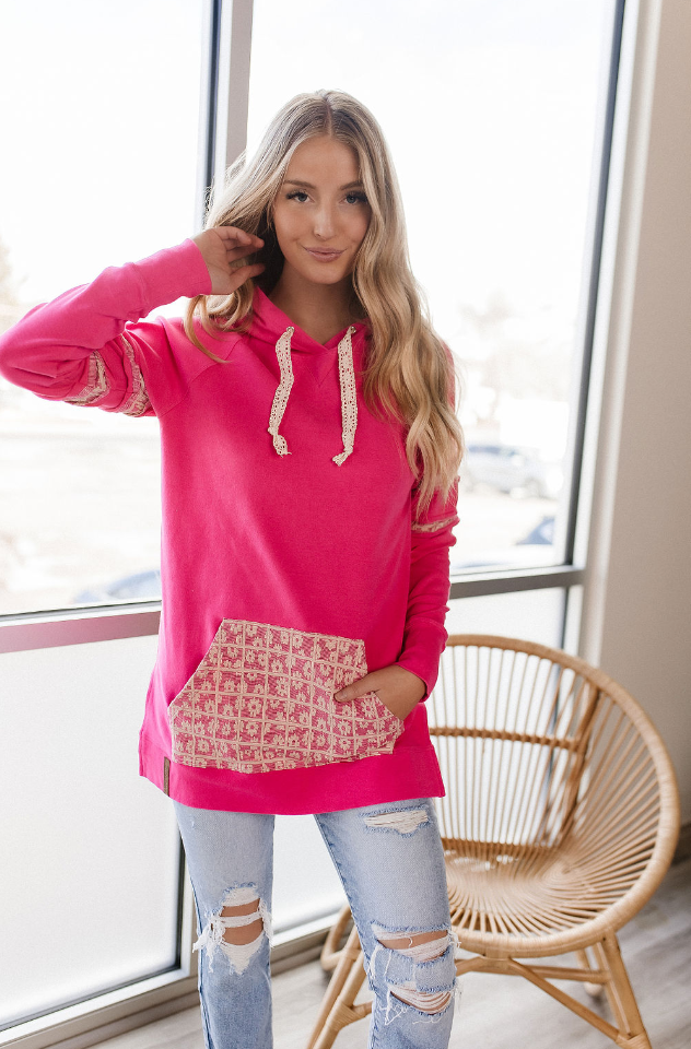 Ampersand Avenue SideSlit Hoodie - Made For You - Pink