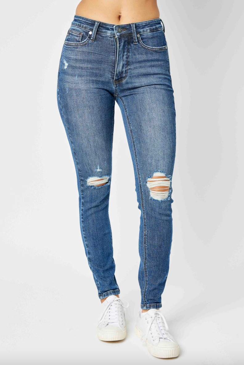 Judy Blue Tummy Control Destroyed Skinny Jeans