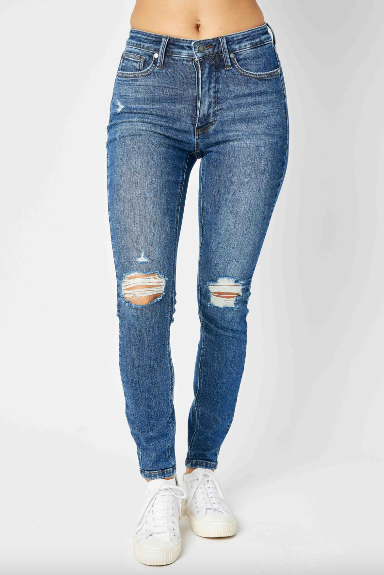 Judy Blue Tummy Control Destroyed Skinny Jeans