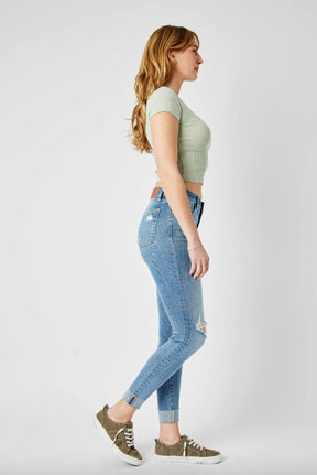 Judy Blue Destroy Cuffed Skinny Jeans