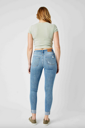 Judy Blue Destroy Cuffed Skinny Jeans