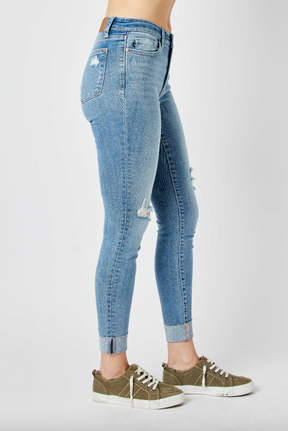 Judy Blue Destroy Cuffed Skinny Jeans