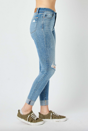 Judy Blue Destroy Cuffed Skinny Jeans